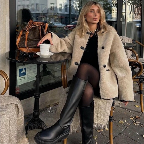 New w/o tag Viral MANGO Women's Appliques Faux-Fur Coat - Picture 10 of 15